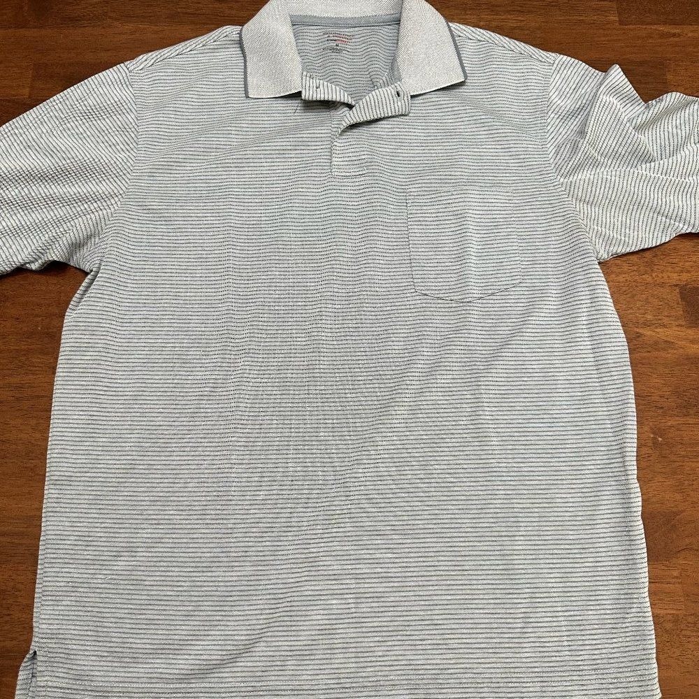 Roundtree & Yorke Mens Medium Polo Shirt SS TravelSmart Cotton Polyester Gray‎